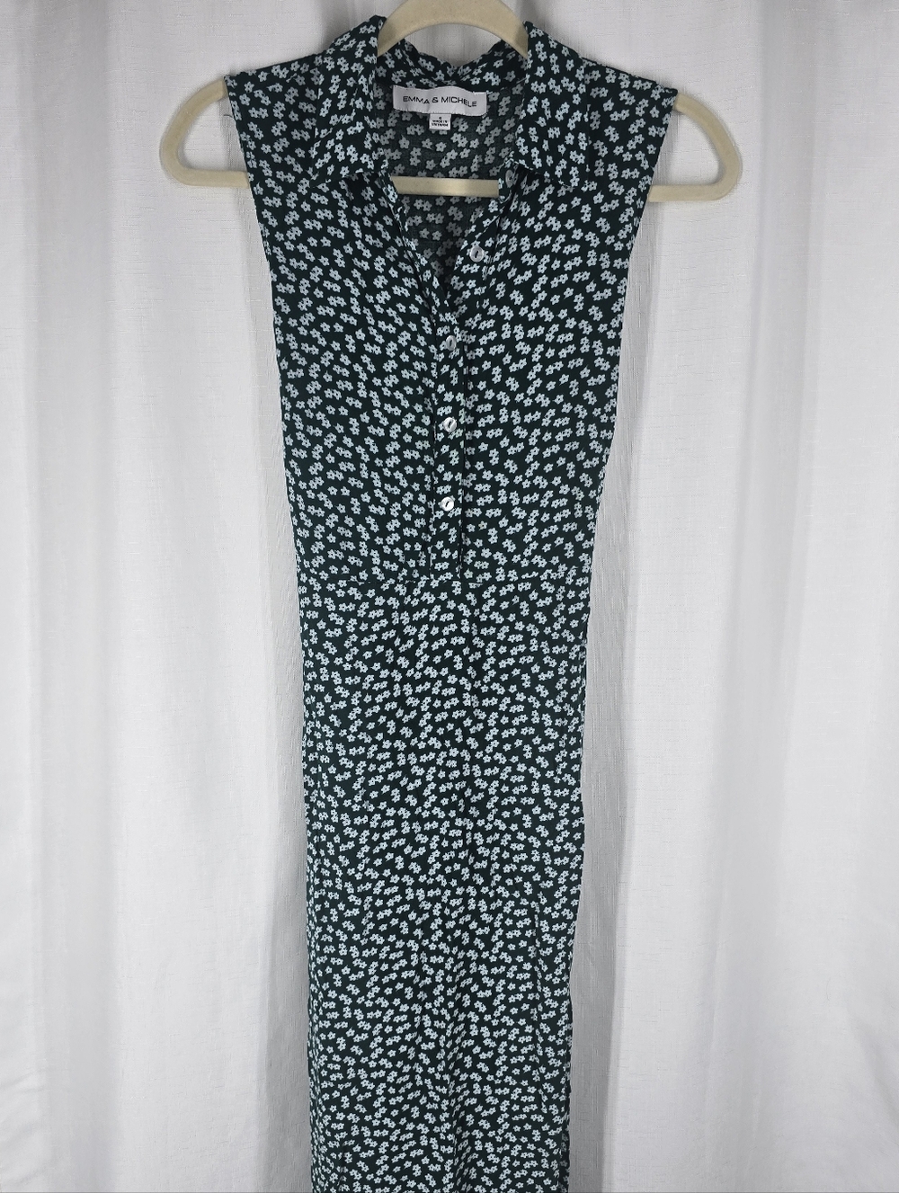 Emma & Michele Green and White Sleeveless Floral Maxi Dress